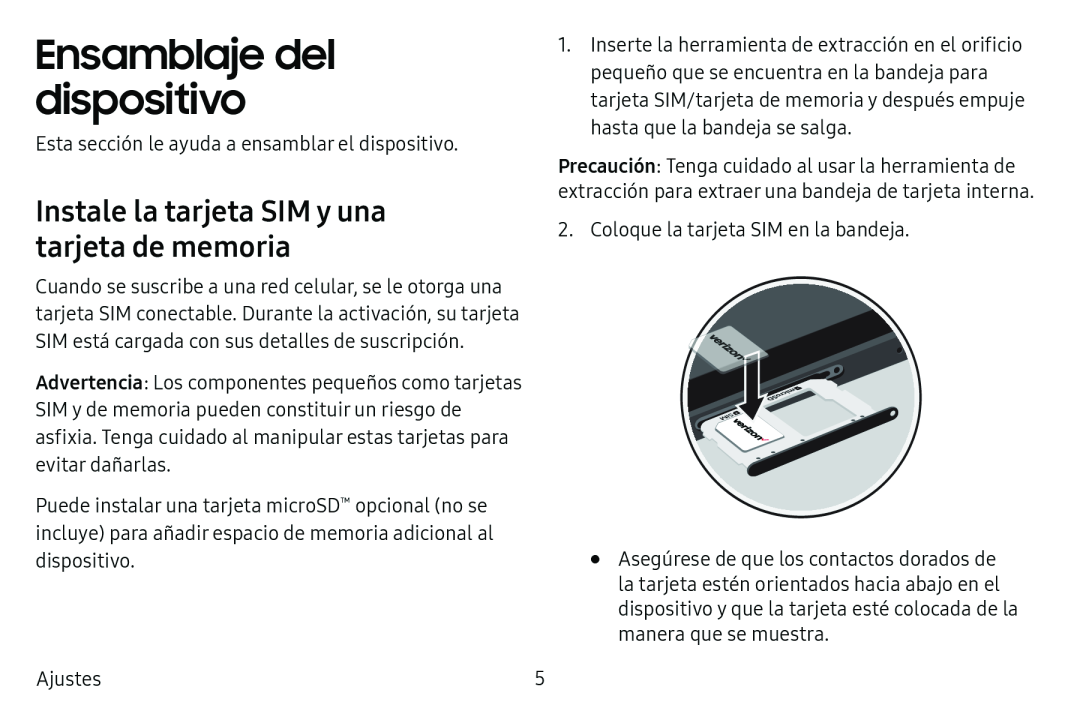 Ensamblaje del dispositivo Galaxy Tab S3 Verizon