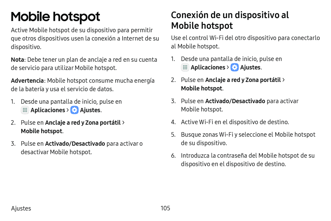 Conexión de un dispositivo al Mobile hotspot Galaxy Tab S3 Verizon