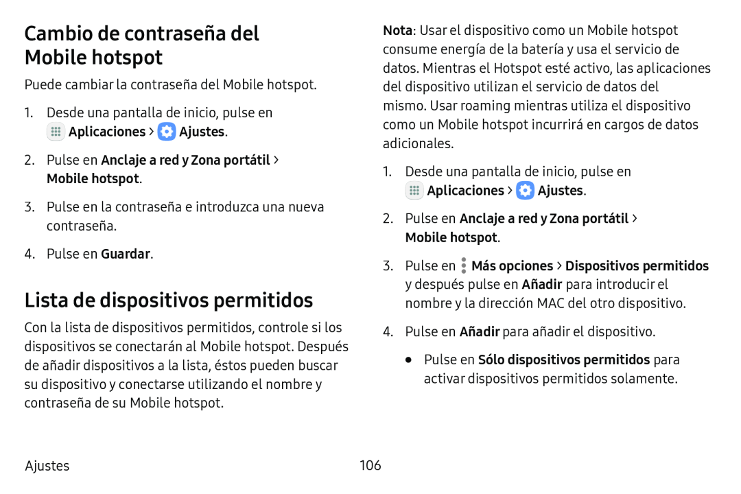 Cambio de contraseña del Mobile hotspot