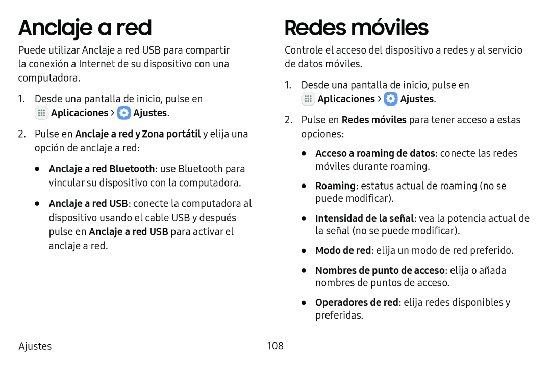 Anclaje a red Redes móviles