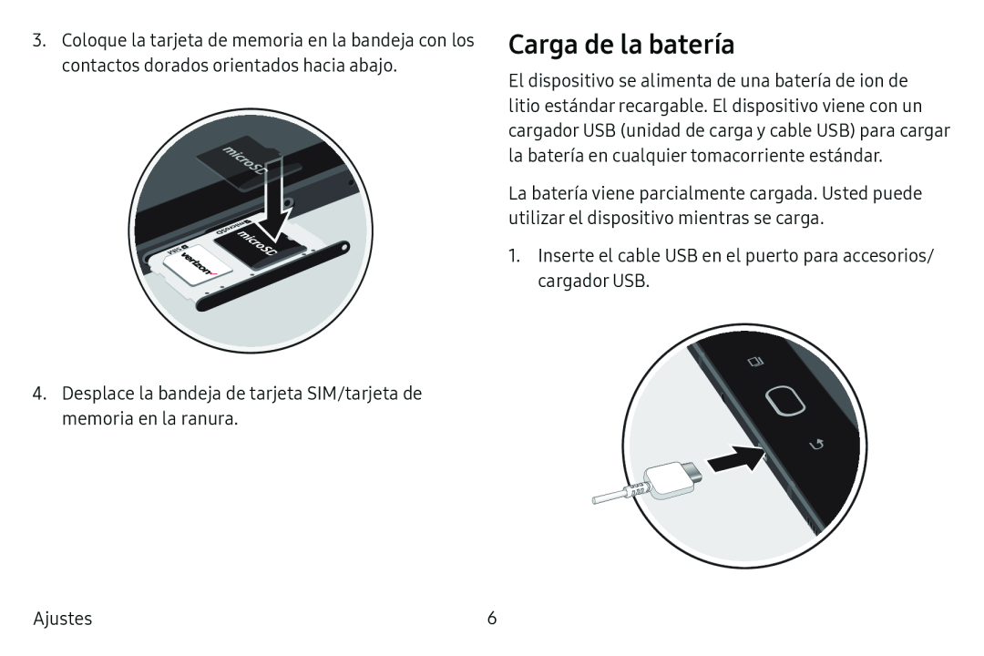 Carga de la batería Galaxy Tab S3 Verizon