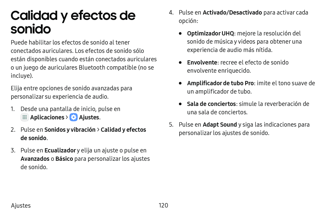 Calidad y efectos de sonido