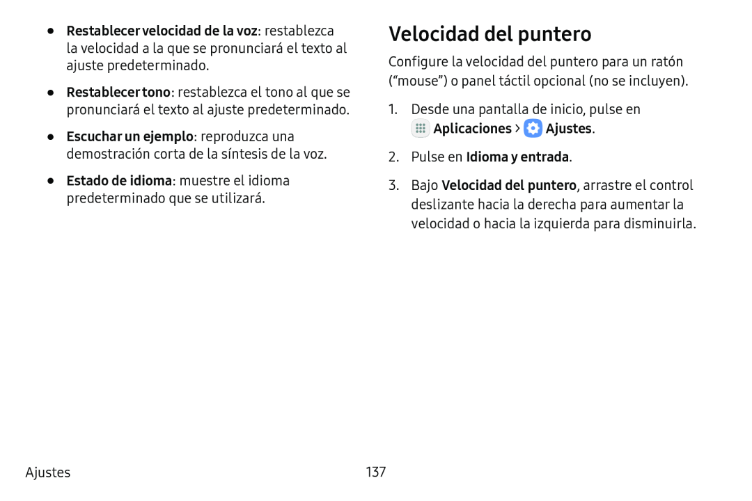 Velocidad del puntero