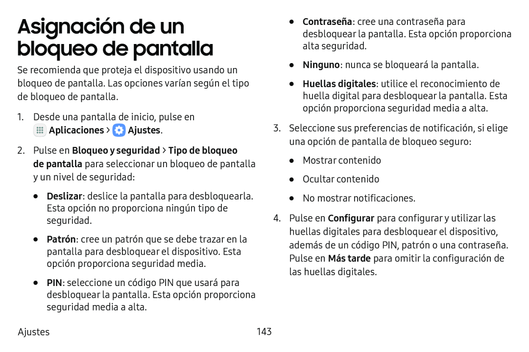 Asignación de un bloqueo de pantalla