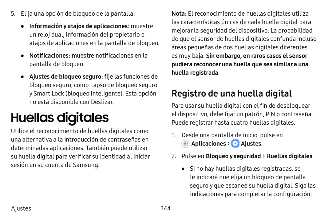 Registro de una huella digital Huellas digitales