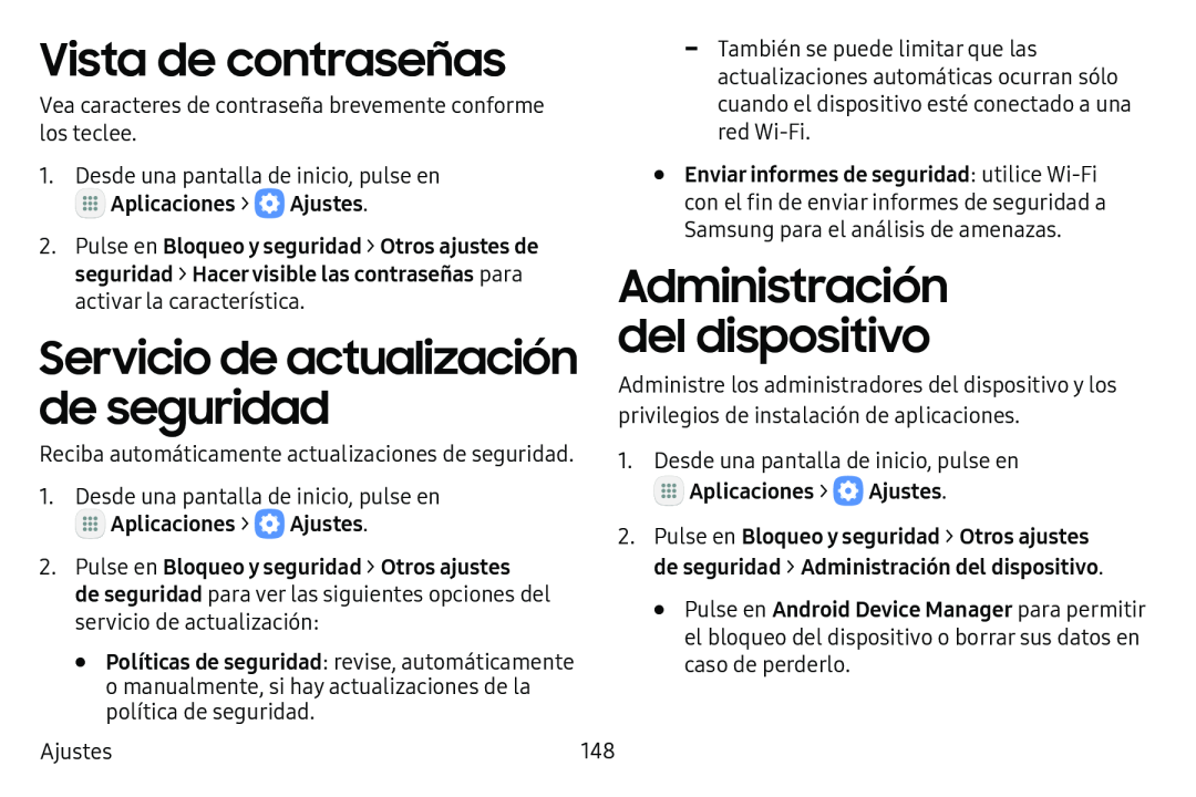 Vista de contraseñas Servicio de actualización de seguridad