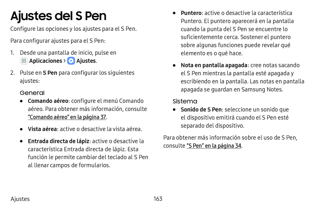 Ajustes del S Pen Galaxy Tab S3 Verizon