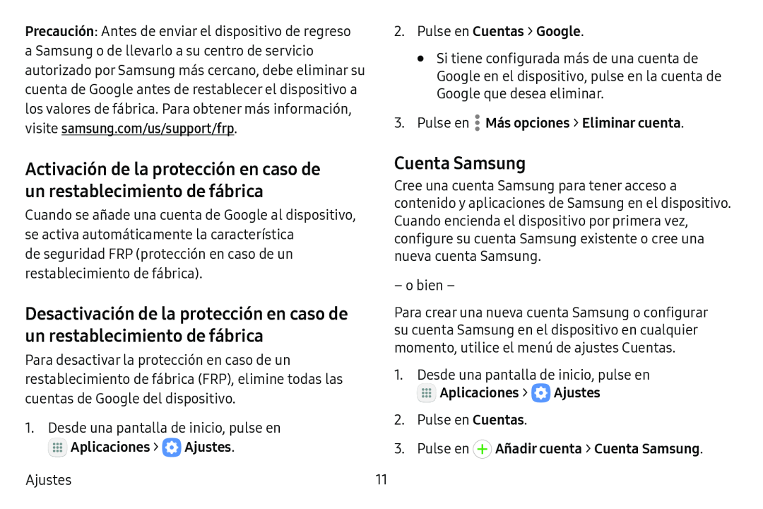 Desactivación de la protección en caso de un restablecimiento de fábrica Galaxy Tab S3 Verizon