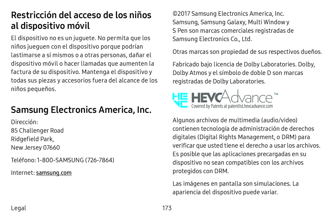 Samsung Electronics America, Inc Restricción del acceso de los niños al dispositivo móvil