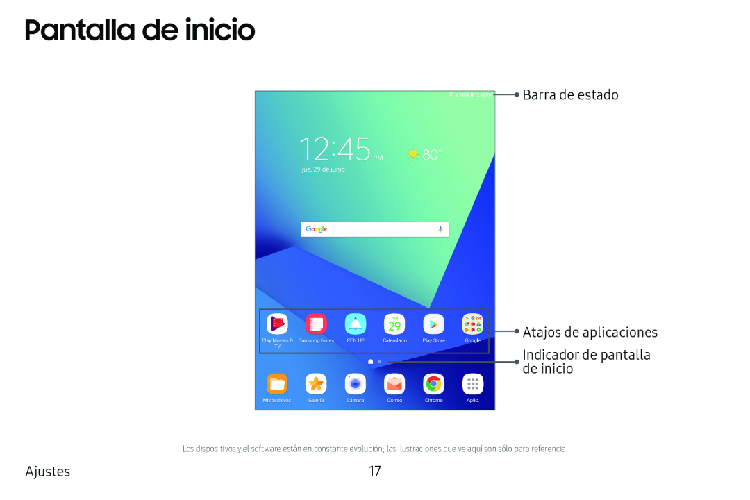 Pantalla de inicio Galaxy Tab S3 Verizon