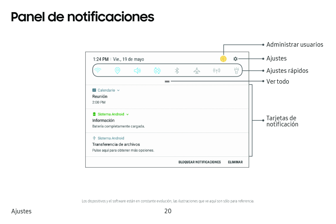 Panel de notificaciones Galaxy Tab S3 Verizon