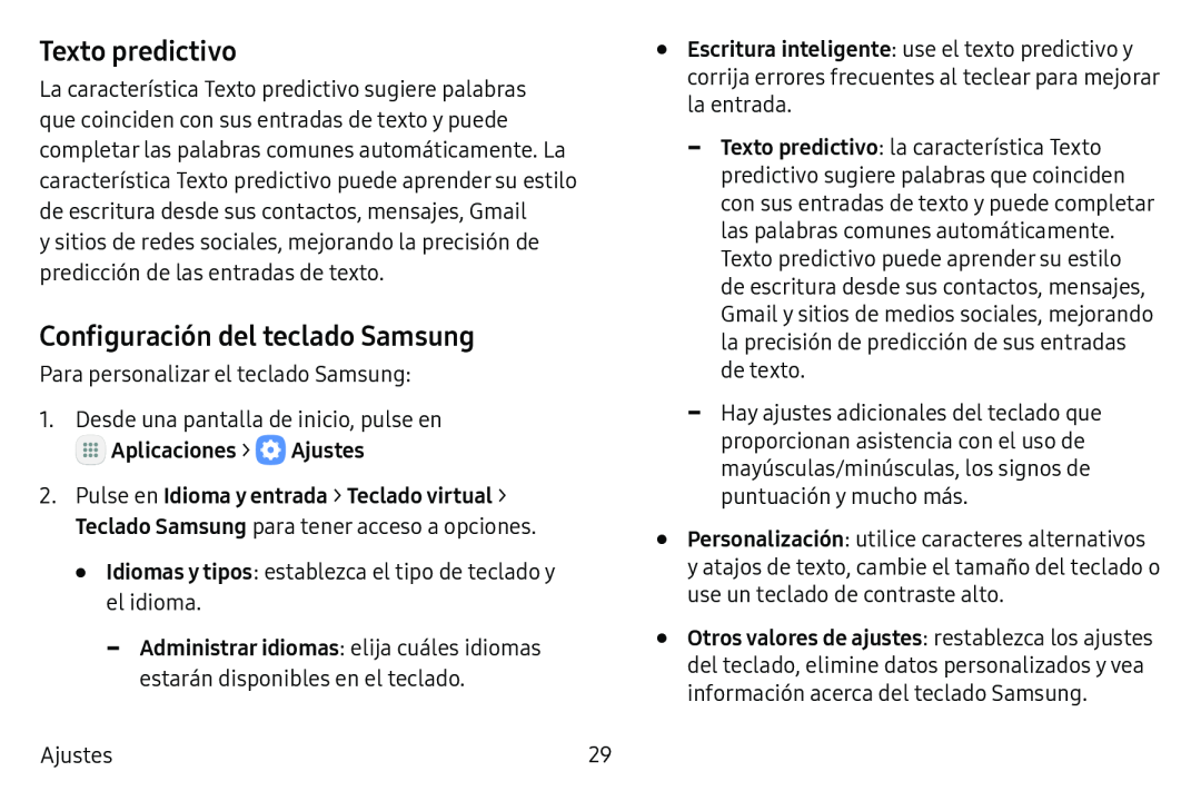 Texto predictivo Galaxy Tab S3 Verizon