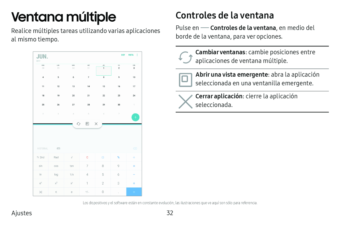 Controles de la ventana Galaxy Tab S3 Verizon