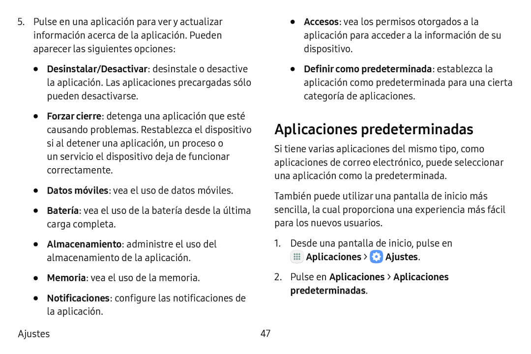 Aplicaciones predeterminadas