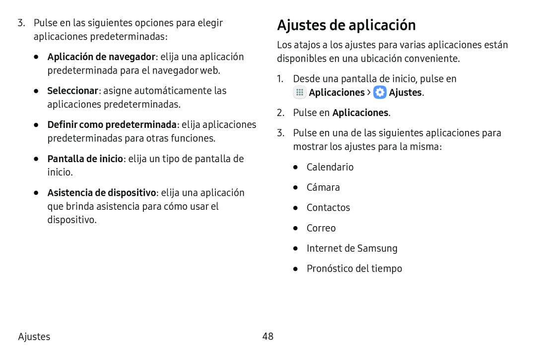 Ajustes de aplicación