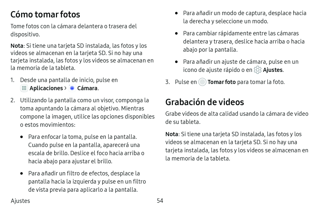 Grabación de videos Galaxy Tab S3 Verizon