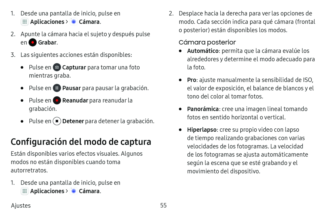 Configuración del modo de captura