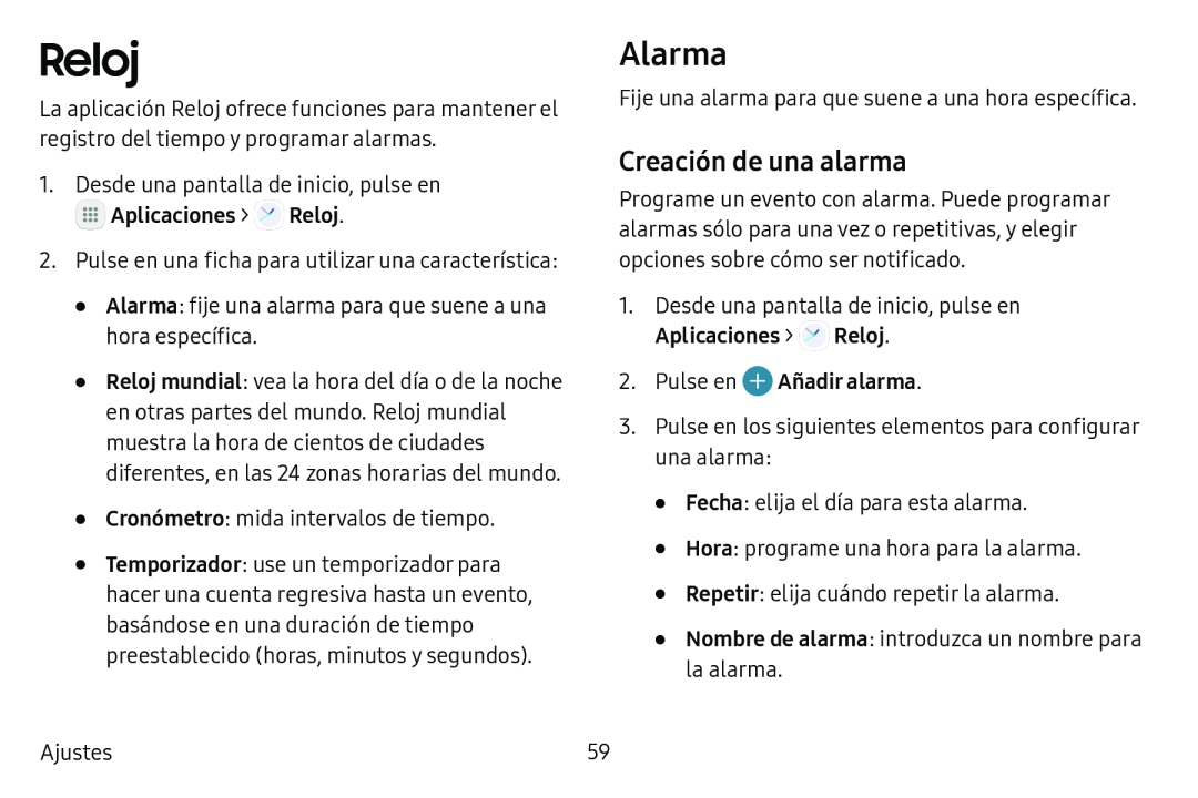 Creación de una alarma Galaxy Tab S3 Verizon