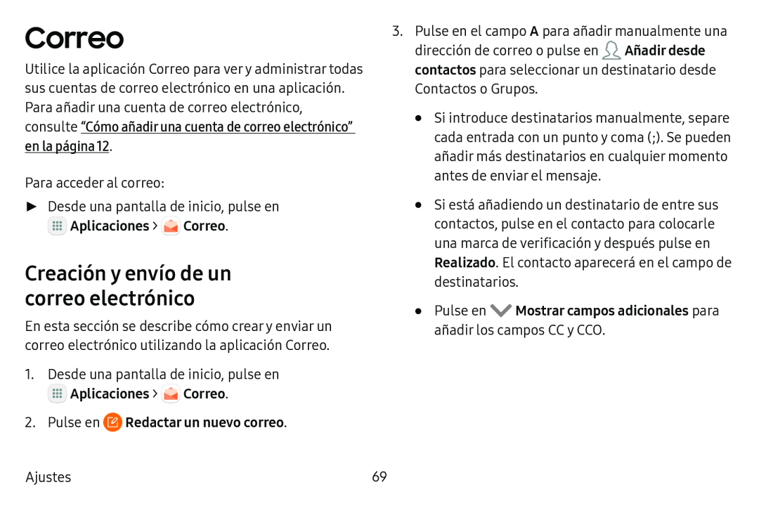 Creación y envío de un correo electrónico Correo