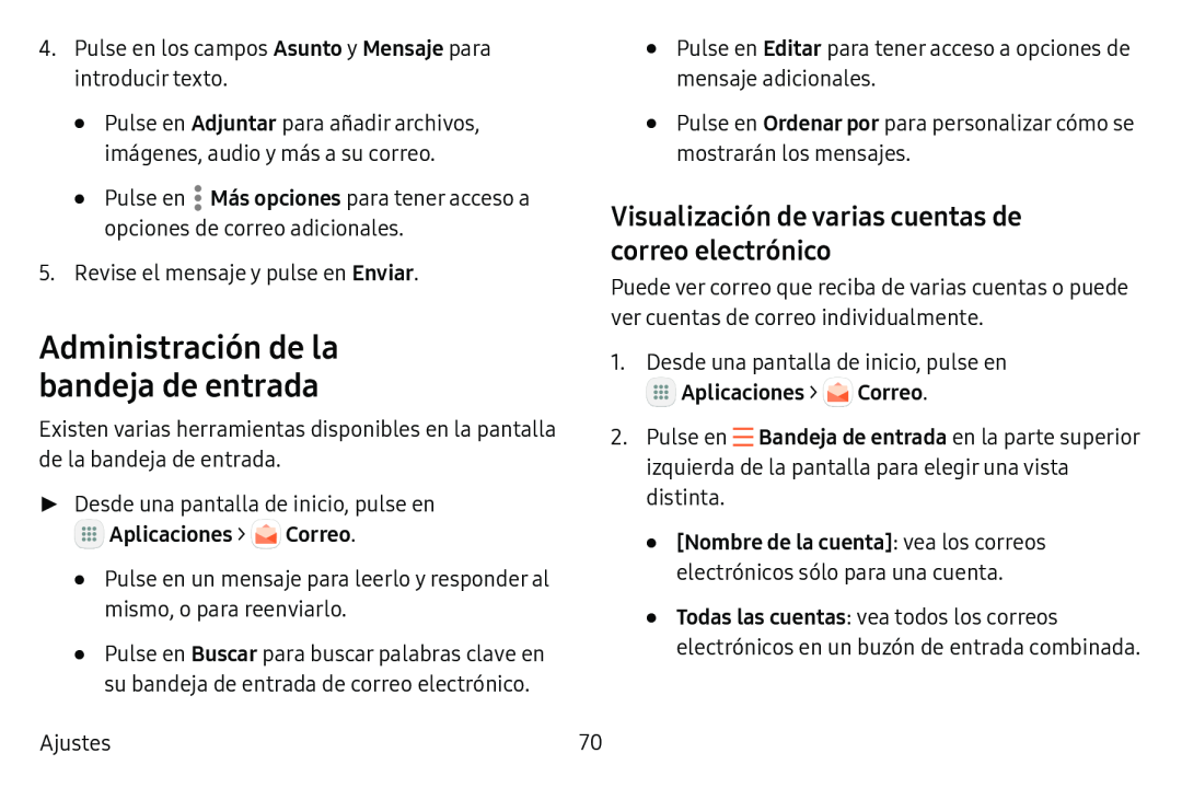 Visualización de varias cuentas de correo electrónico Galaxy Tab S3 Verizon