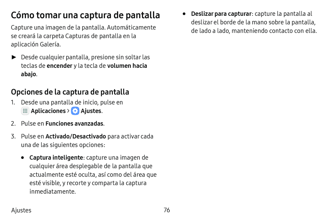 Opciones de la captura de pantalla Galaxy Tab S3 Verizon