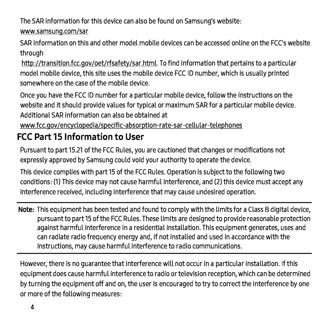 FCC Part 15 Information to User Galaxy Tab S2 9.7 Refresh AT&T