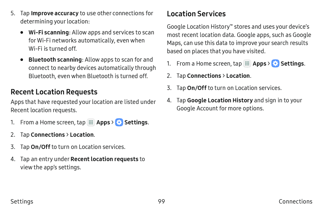 Recent Location Requests Galaxy Tab S2 9.7 Refresh AT&T