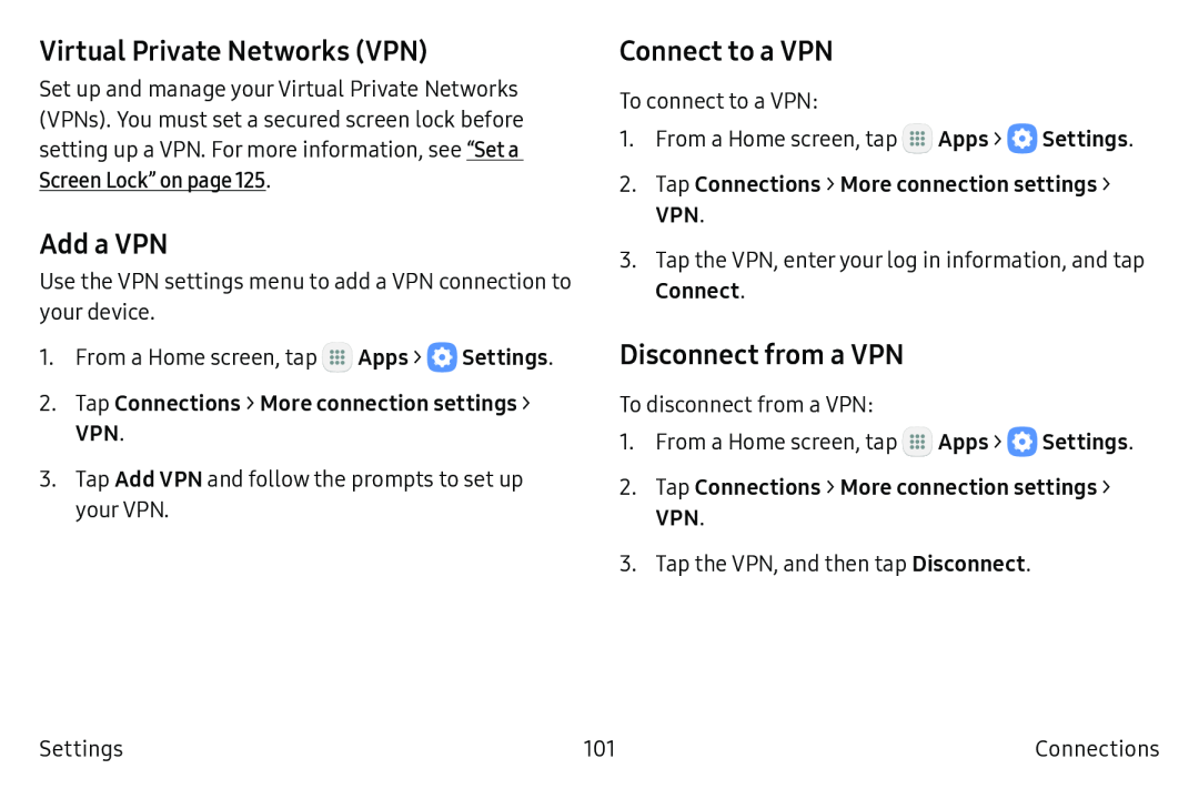 Virtual Private Networks (VPN) Galaxy Tab S2 9.7 Refresh AT&T