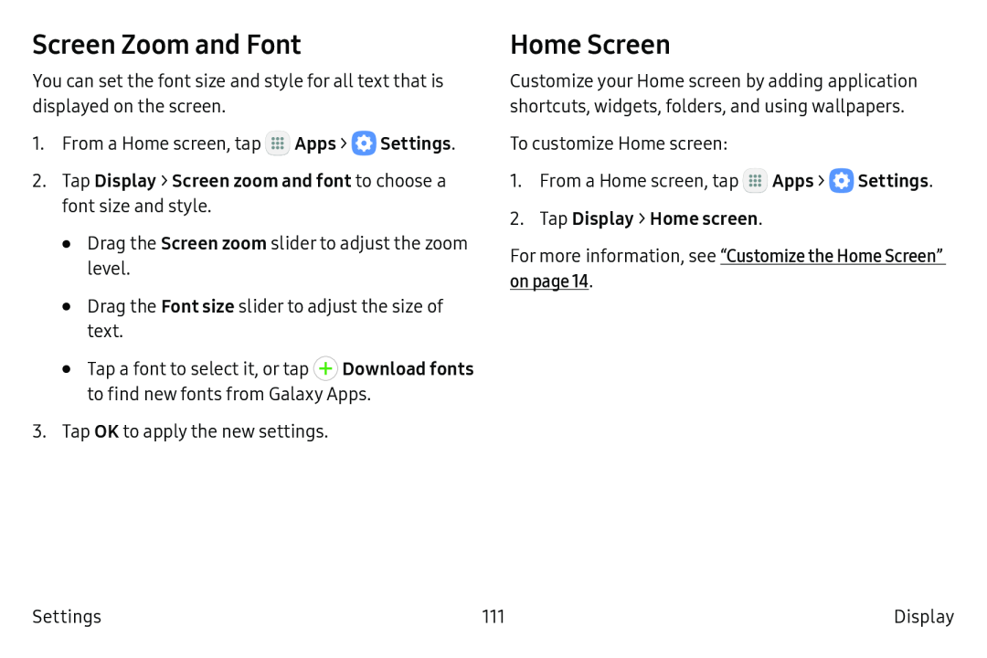 Screen Zoom and Font Galaxy Tab S2 9.7 Refresh AT&T