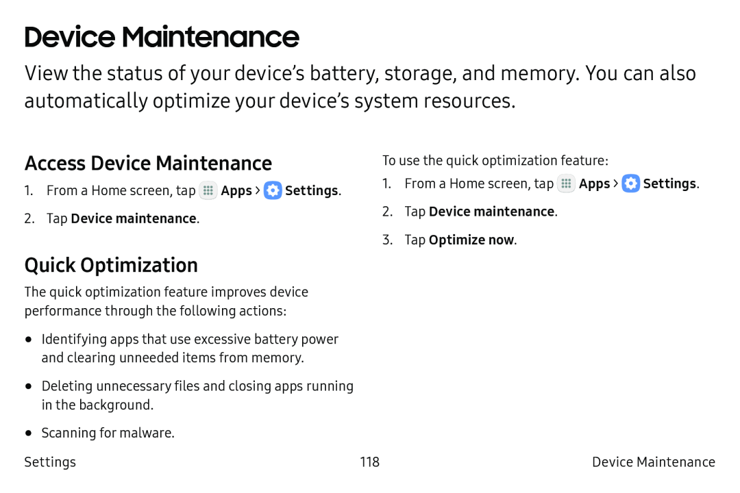 Device Maintenance Galaxy Tab S2 9.7 Refresh AT&T