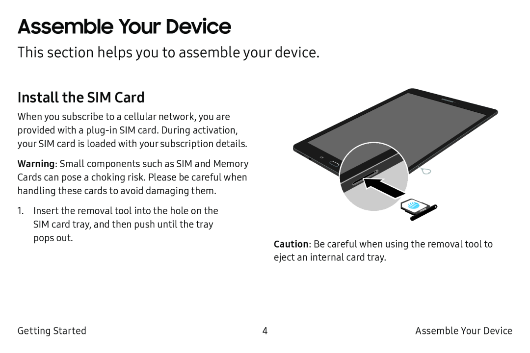 Install the SIM Card Galaxy Tab S2 9.7 Refresh AT&T