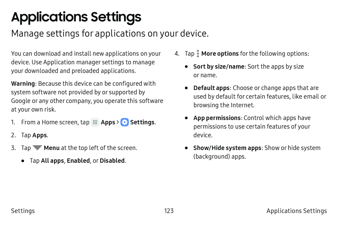 Applications Settings Galaxy Tab S2 9.7 Refresh AT&T