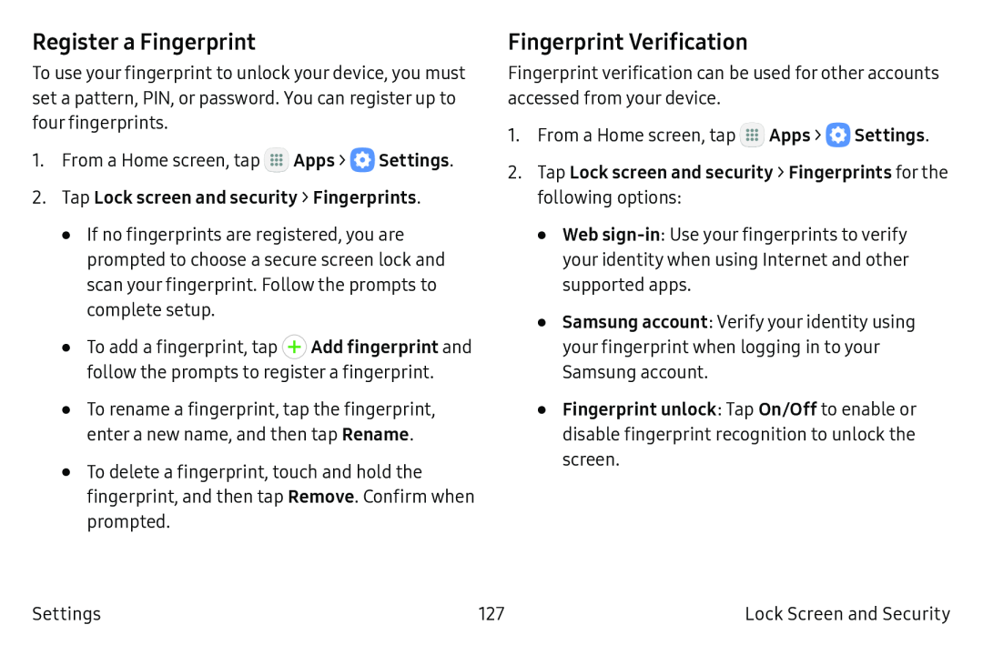 Register a Fingerprint Galaxy Tab S2 9.7 Refresh AT&T