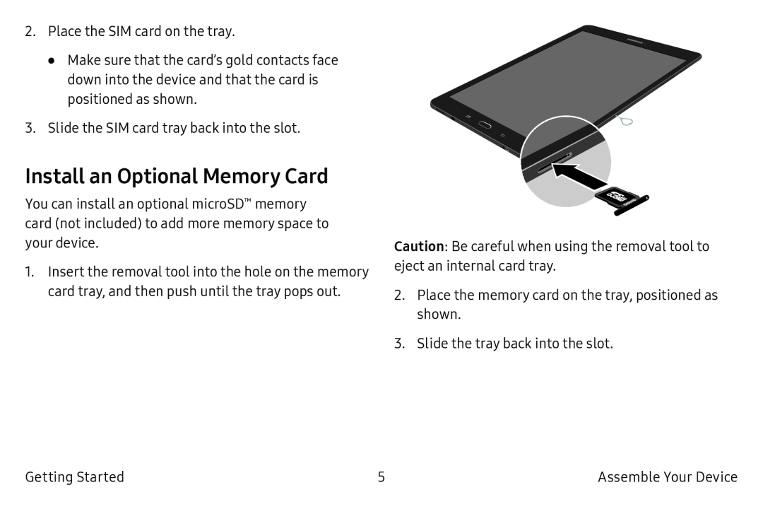 Install an Optional Memory Card Galaxy Tab S2 9.7 Refresh AT&T