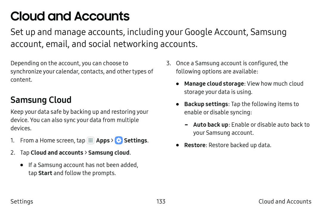 Samsung Cloud Cloud and Accounts