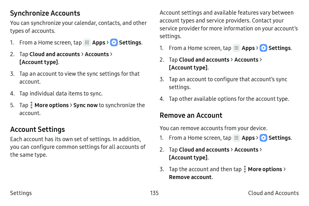 Synchronize Accounts Galaxy Tab S2 9.7 Refresh AT&T