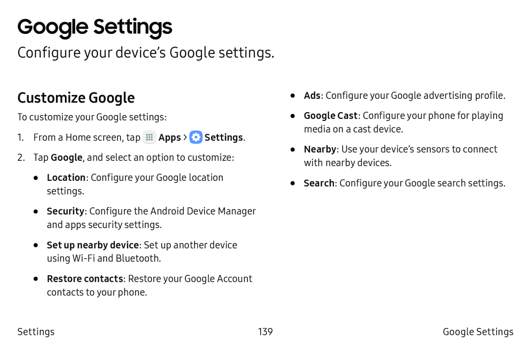 Google Settings Galaxy Tab S2 9.7 Refresh AT&T