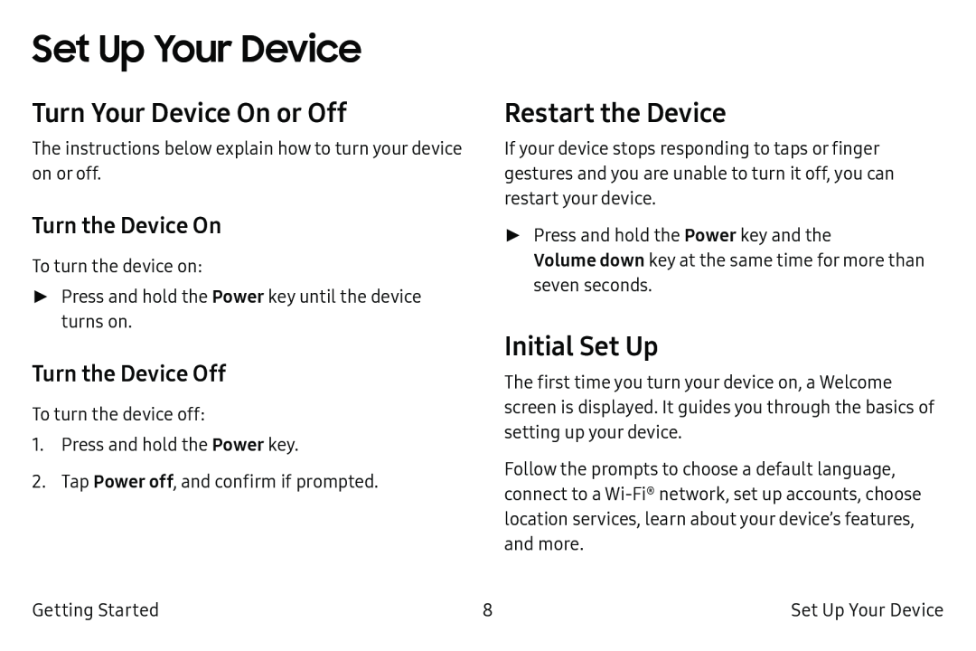 Turn the Device On Turn the Device Off