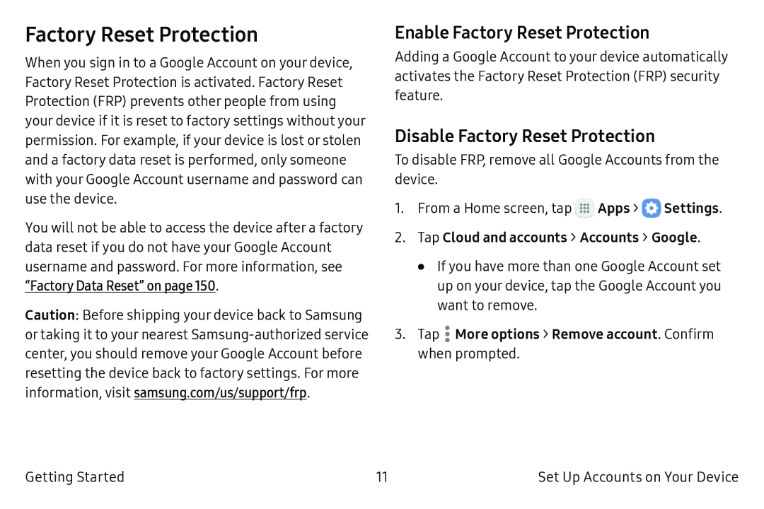 Enable Factory Reset Protection Galaxy Tab S2 9.7 Refresh AT&T