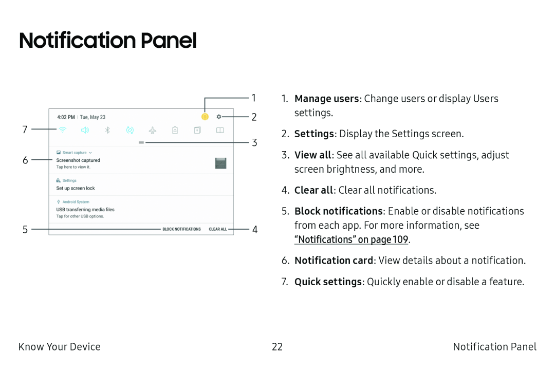 Notification Panel Galaxy Tab S2 9.7 Refresh AT&T