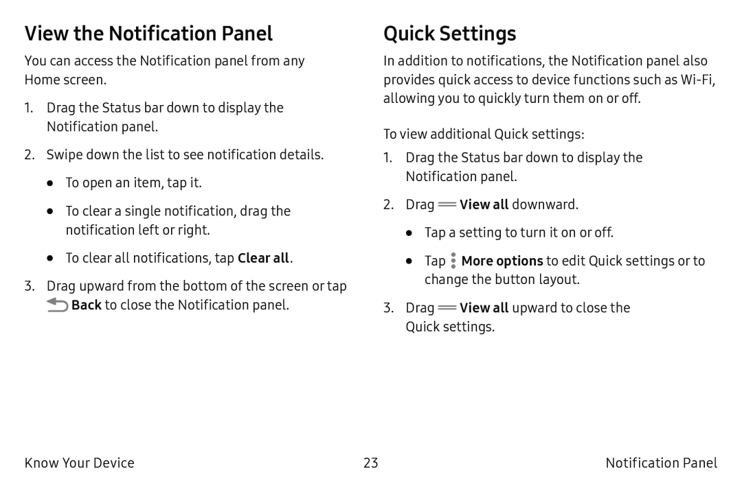 View the Notification Panel Galaxy Tab S2 9.7 Refresh AT&T