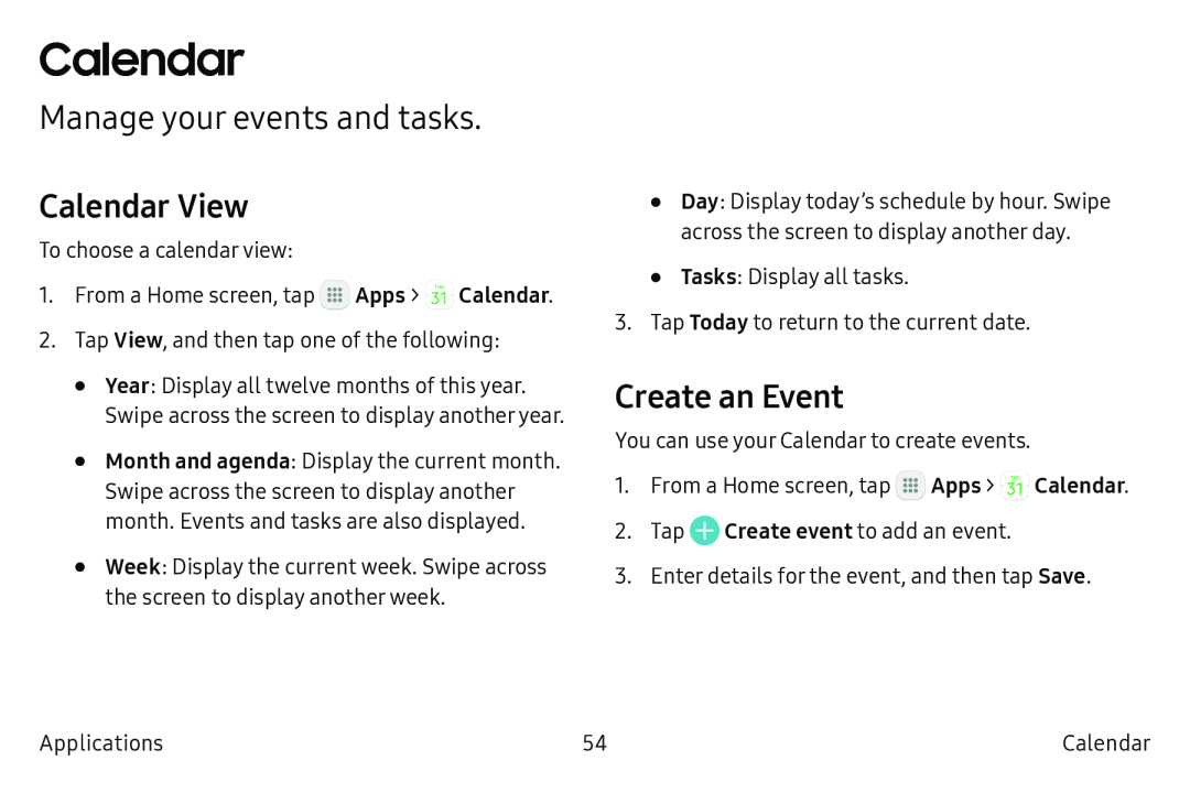 Calendar View Create an Event