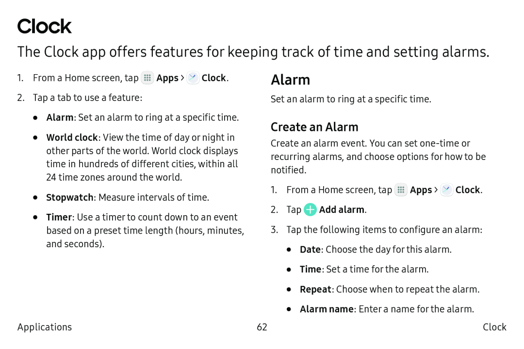 Create an Alarm Galaxy Tab S2 9.7 Refresh AT&T