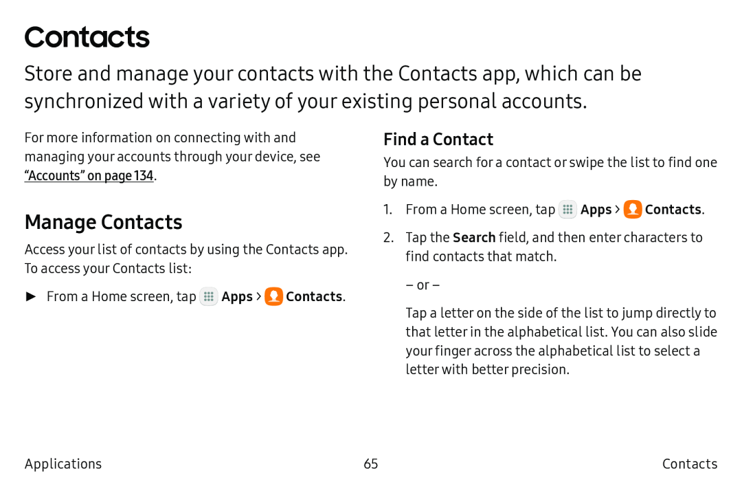 Find a Contact Manage Contacts