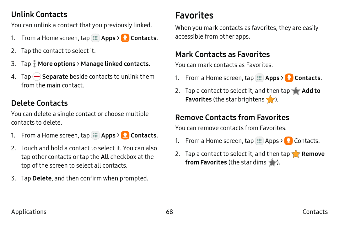 Unlink Contacts Delete Contacts