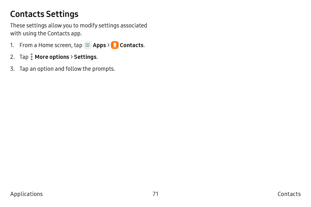 Contacts Settings Galaxy Tab S2 9.7 Refresh AT&T