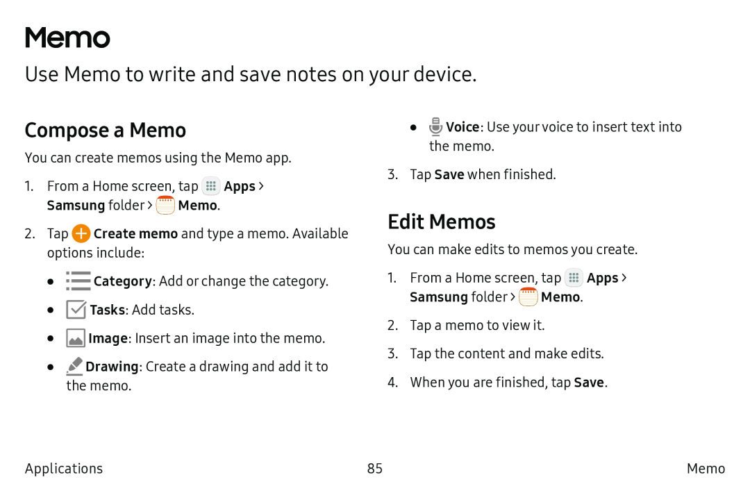 Compose a Memo Edit Memos