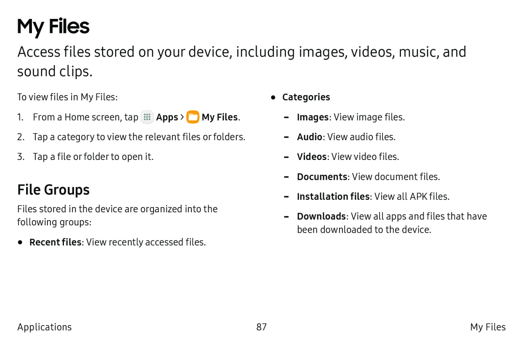 File Groups My Files