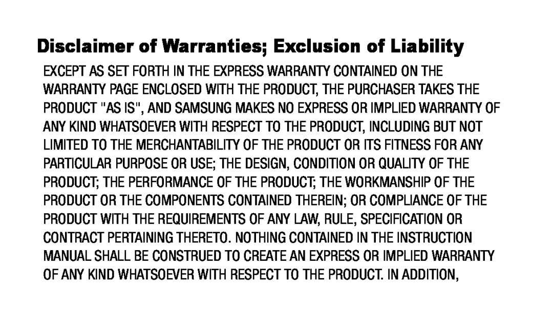 Disclaimer of Warranties; Exclusion of Liability Galaxy Tab S2 9.7 Refresh Wi-Fi