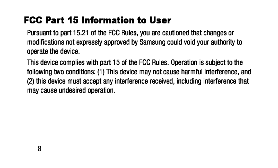 FCC Part 15 Information to User Galaxy Tab S2 9.7 Wi-Fi